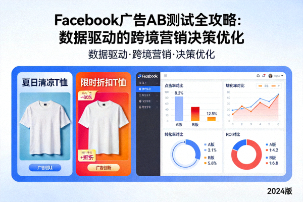 Facebook广告AB测试全攻略：数据驱动的跨境营销决策优化封面图，展示广告创意对比测试与数据结果分析界面