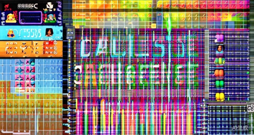 TikTok挑战赛示例图：展示一个热门品牌挑战赛的参与流程，包括挑战主题、专属特效、用户生成内容墙和飙升的参与数据指标