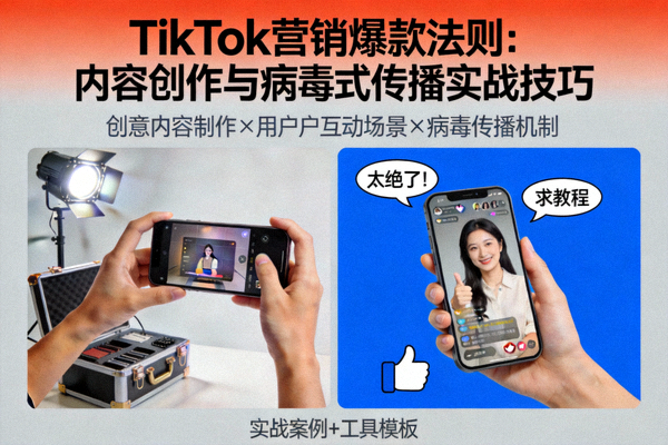 TikTok营销爆款法则：内容创作与病毒式传播实战技巧封面图，展示创意内容制作与用户互动场景
